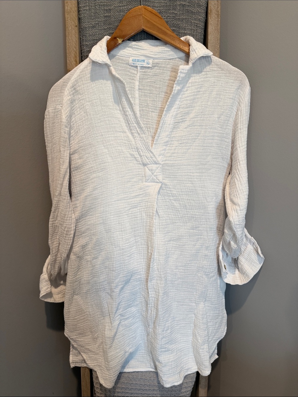 Lightweight White Gauze Tunic Top/Coverup